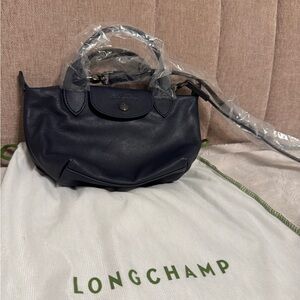 Longchamp MiniTop Handle Bag NAVY Leather NWT